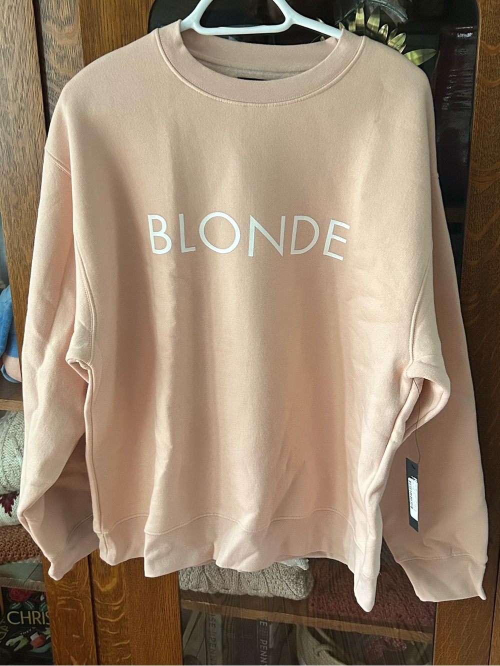 NWT Brunette The Label Peach "BLONDE" Crewneck Sweatshirt